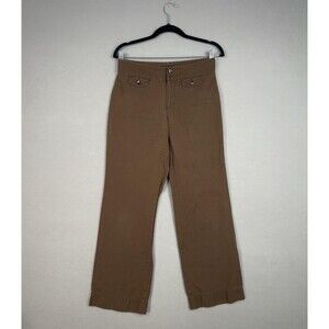 Eddie Bauer Pants Womens 2 Brown Khaki Linen Blend Wide Leg Chino Outdoors
